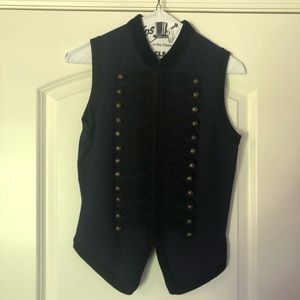 Blue/black Anna Sui military knit vest